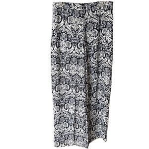 Truth  size large blue & white print lined wide slit leg pants front wrap look